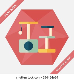 Pet cat tree flat icon with long shadow,eps10