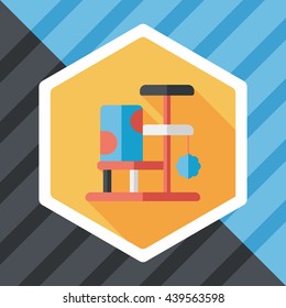 Pet cat tree flat icon with long shadow,eps10