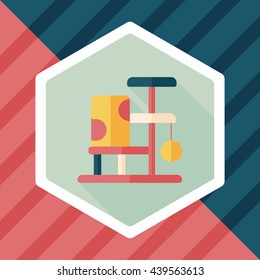 Pet cat tree flat icon with long shadow,eps10