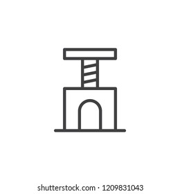 Pet cat tree outline icon. linear style sign for mobile concept and web design. Cat house simple line vector icon. Symbol, logo illustration. Pixel perfect vector graphics