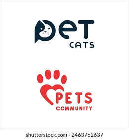 Pet cats pet care text based wordmark logo design vector template