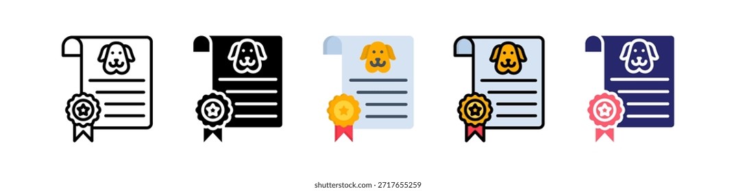 Coleção De Conjuntos De Ícones De Vários Estilos De Certificado Pet..