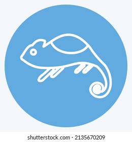 Pet Chameleon Icon in trendy blue eyes style isolated on soft blue background