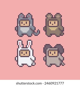 pet chibi cat bear rabbit dog pixel art