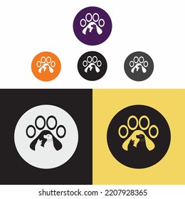 Pet circle cat and dog animal logo 