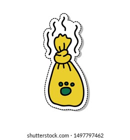 pet cleaning bag doodle icon, vector illustration