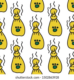 pet cleaning bag seamless doodle pattern, vector illustration