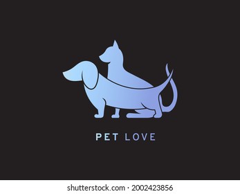 Pet clinic icon, silhouette. Dog and cat. Modern simple colorful design. Vector illustration EPS 10