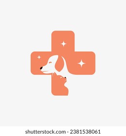 Pet clinic logo design with dog cat icon logo and creative element concept