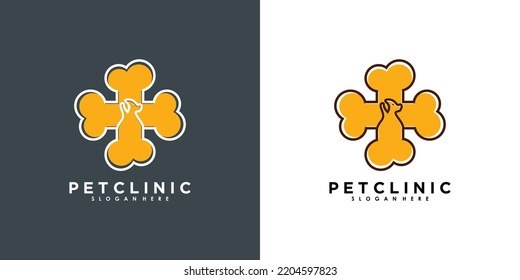 pet clinic logo design with modern concept Premium Vector