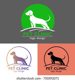 Pet clinic logo design. One logo concept with three color variations.