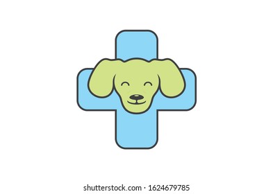 pet clinic logo design template. dog vector silhouette