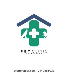 Pet clinic logo design vector with illustration creative concept