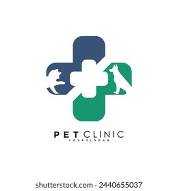 Pet clinic logo design vector with illustration creative concept