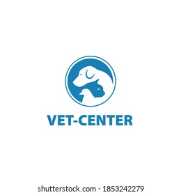 Pet Clinic Logo. Dog Cat And Bird Vector Logo Template.