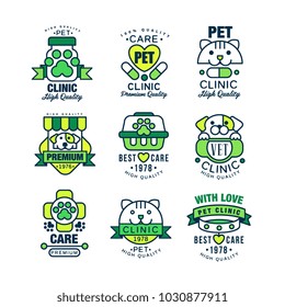 Pet clinic logo set, high quality, best care 1978 vector Illustrations