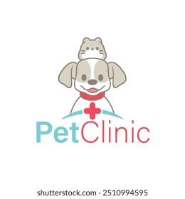 Pet clinic veterinary logo with cat and dog logo