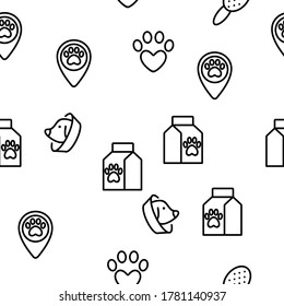 Pet Clinic Veterinary Vector Seamless Pattern Thin Line Illustration