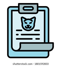Pet clipboard icon. Outline pet clipboard vector icon for web design isolated on white background