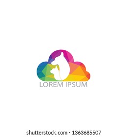 Pet cloud vector logo design. Pet care clinic logo design. Online pet shop logo concept.