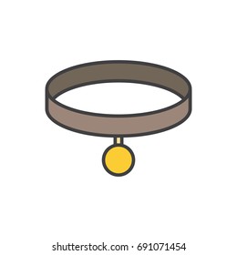 Pet collar flat line icon.