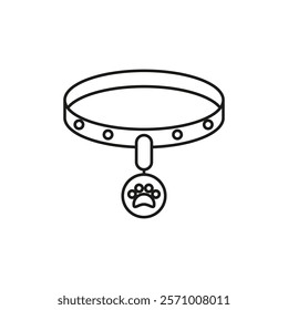 Pet collar icon flat line symbol set.