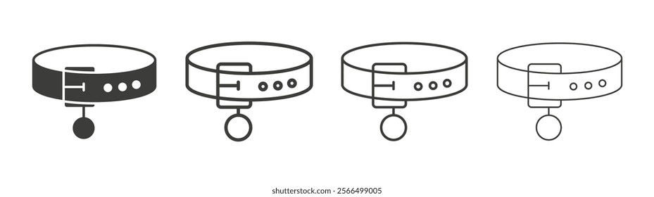 Pet collar icon flat and linear vector illustration on white background.