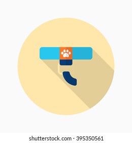 Pet collar icon , Vector flat long shadow design.