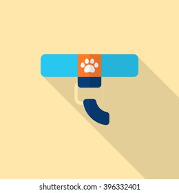 Pet collar icon , Vector flat long shadow design.