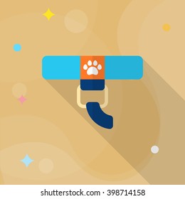 Pet collar icon , Vector flat long shadow design.