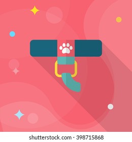 Pet collar icon , Vector flat long shadow design.