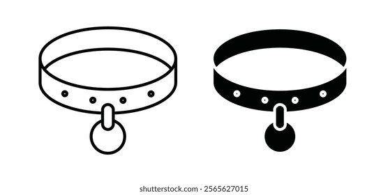 Pet collar icons in black and white colors