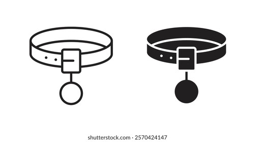 Pet collar vector web icons set