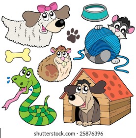 Pet collection 2 on white background - vector illustration.