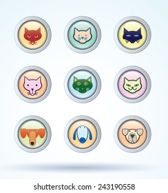 pet collection icons - vector illustration.