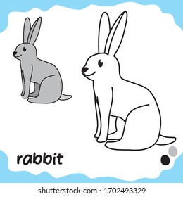 Pet coloring sheets for kids -  coloring rabbit with cartoon characters