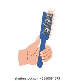 Pet comb in hand. Vector illustration