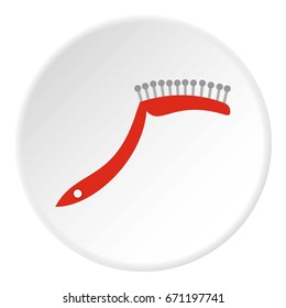Pet comb icon in flat circle isolated vector illustration for web