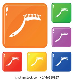 Pet comb icons set collection vector 6 color isolated on white background