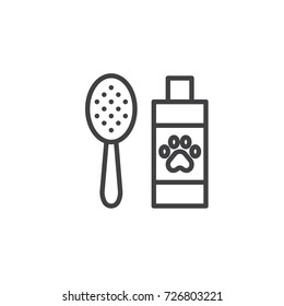 Pet comb line icon, outline vector sign, linear style pictogram isolated on white. Symbol, logo illustration. Editable stroke