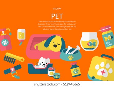 pet concept in fiat design style