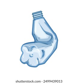 pet crumpled plastic bottle cartoon. trash garbage, blue line, waste crush pet crumpled plastic bottle sign. isolated symbol vector illustration