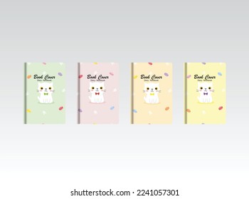 Pet Cute Cat note book cover design with seamless pattern