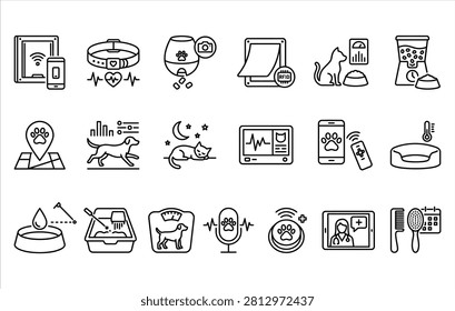 Pet Database and Microchip Registration Icons for Professional Animal Identification Service