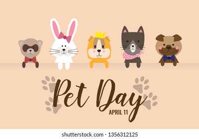 Pet day card or background. vector illustration.