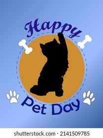 pet day template commemorated in april, blue background, with animal silhouettes