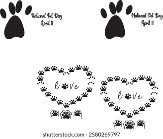 pet day vector Set of images in story format for social media, with a greeting for World Cat Day. Cute cat paws of different colors and breeds. Bengal, sphynx, tabby, spotted,