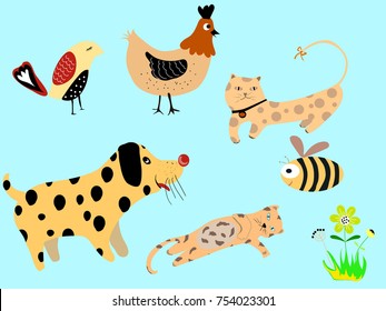 Pet design, abstract pattern, animal with dot pattern and colorful cute.