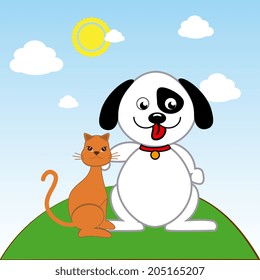Pet design over landscape  background, vector illustration