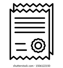 Pet diplom icon. Outline pet diplom vector icon for web design isolated on white background